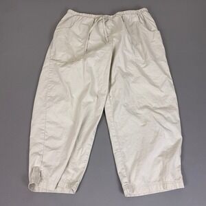 Cherokee Capri Pants Relaxed Fit Women's 18W Khaki Cotton Elastic Waist *Flaws*